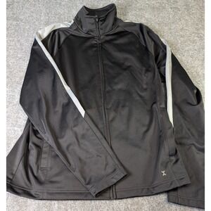 Xersion Jacket Mens Large Black Track Jacket Full Zip Windbreaker Casual EUC